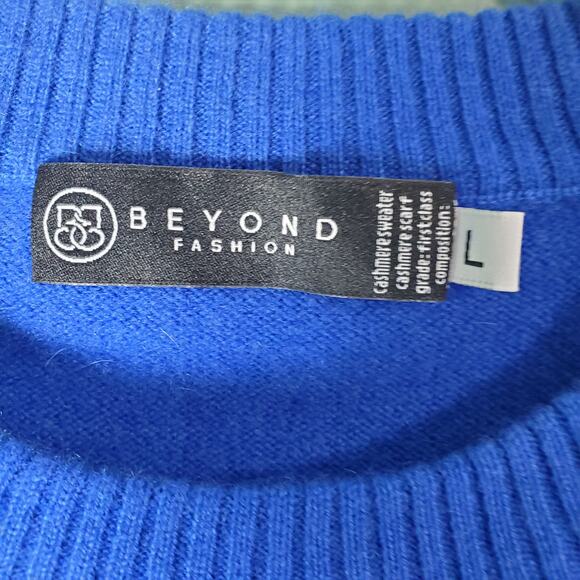 Beyond Fashion Womens Blue Crew Neck Cashmere Pullover LS Sweater Size Large - Picture 3 of 3